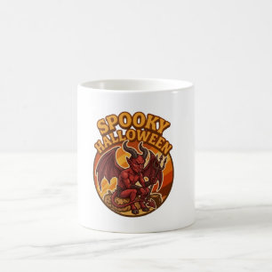 Gruseliger kleiner Teufel Halloween Retro-Design Kaffeetasse