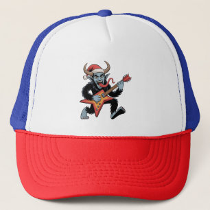 Gruseliger Krampus Gitarre E-Rock Weihnachten Truckerkappe