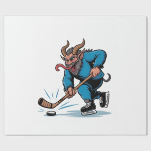 Gruseliger Krampus spielt Eishockey Weihnachten Geschenkpapier