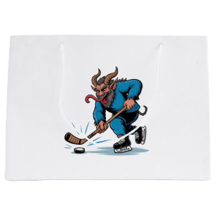 Gruseliger Krampus spielt Eishockey Weihnachten  Große Geschenktüte