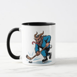 Gruseliger Krampus spielt Eishockey Weihnachten Tasse