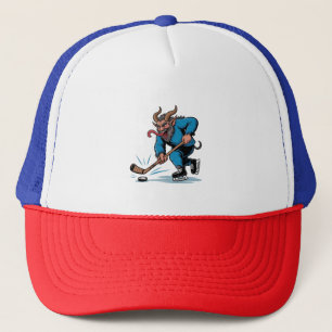 Gruseliger Krampus spielt Eishockey Weihnachten  Truckerkappe