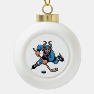 Gruseliger Krampus spielt Eishockeysport Keramik Kugel-Ornament