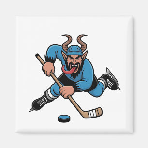 Gruseliger Krampus spielt Eishockeysport  Magnet