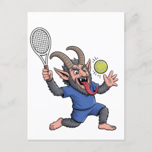 Gruseliger Krampus spielt Tennis Weihnachten