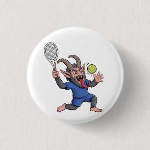 Gruseliger Krampus spielt Tennis Weihnachten  Button
