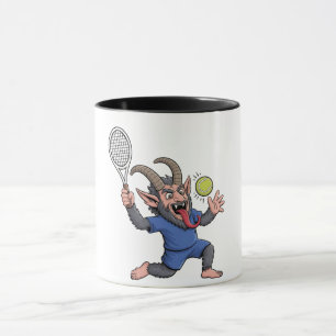 Gruseliger Krampus spielt Tennis Weihnachten Tasse