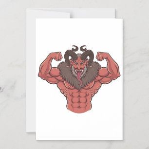 Gruseliger Krampus Weihnachten Flexing Muskel Fitn Magneteinladung