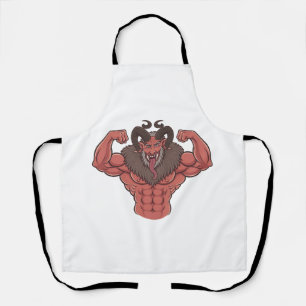 Gruseliger Krampus Weihnachten Flexing Muskel Fitn Schürze