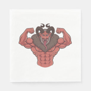 Gruseliger Krampus Weihnachten Flexing Muskel Fitn Serviette
