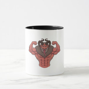 Gruseliger Krampus Weihnachten Flexing Muskel Fitn Tasse