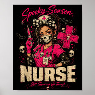 Gruseliger Krankenpfleger Halloween-Totenkopf-Schr Poster