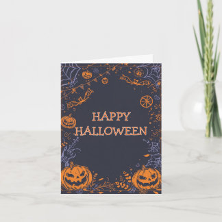 Gruseliger Kürbis Dunkle Elegante Halloween-Grüße Feiertagskarte