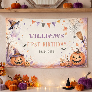 Gruseliger Kürbis Halloween Geburtstag Banner