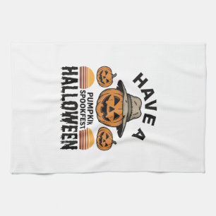 Gruseliger Kürbis Halloween Vintage Gravur Shirt D Geschirrtuch