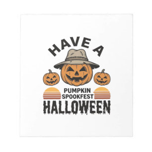 Gruseliger Kürbis Halloween Vintage Gravur Shirt D Notizblock