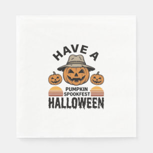 Gruseliger Kürbis Halloween Vintage Gravur Shirt D Serviette