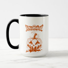 gruseliger Kürbis Halloween weiß orange Tasse