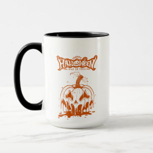 gruseliger Kürbis Halloween weiß orange Tasse