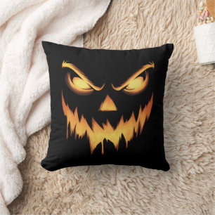 Gruseliger Kürbis Jack O Lantern Gesicht Halloween Kissen