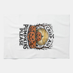 Gruseliger Kürbis-Shirt Vintage-Gravur Herbst Hall Geschirrtuch
