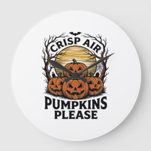 Gruseliger Kürbis-Shirt Vintage-Gravur Herbst Hall Große Wanduhr