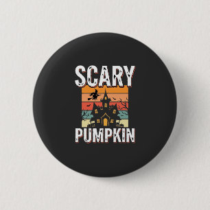 Gruseliger Kürbis Spukhaus Halloween Design_1 Button