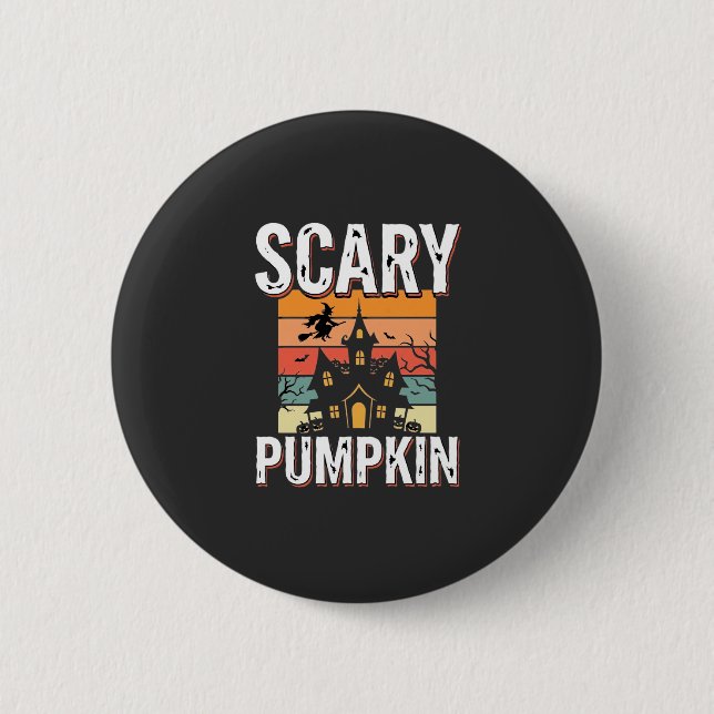 Gruseliger Kürbis Spukhaus Halloween Design_1 Button (Vorderseite)