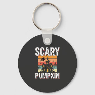 Gruseliger Kürbis Spukhaus Halloween-Design_1 Schlüsselanhänger