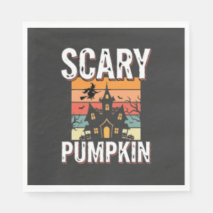 Gruseliger Kürbis Spukhaus Halloween-Design_1 Serviette