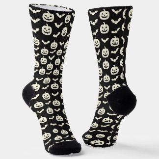 Gruseliger Kürbis und Fledermaus-Muster Halloween Socken
