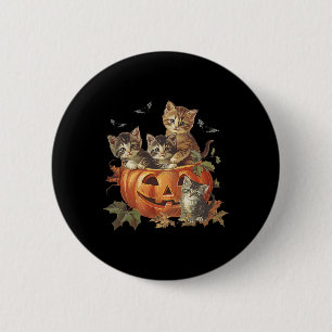 Gruseliger Kürbis Vintage 90er Katze Retro Hallowe Button