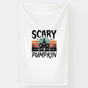 Gruseliger Kürbis Vintage Spukhaus Halloween-Desig Banner