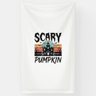 Gruseliger Kürbis Vintage Spukhaus Halloween-Desig Banner