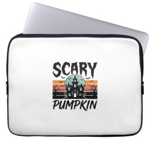 Gruseliger Kürbis Vintage Spukhaus Halloween-Desig Laptopschutzhülle