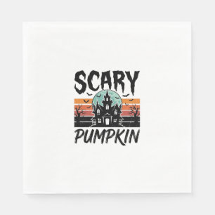 Gruseliger Kürbis Vintage Spukhaus Halloween-Desig Serviette