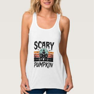 Gruseliger Kürbis Vintage Spukhaus Halloween-Desig Tank Top