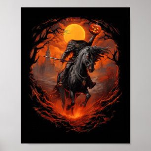 Gruseliger Kürbiskopf Reiter Halloween  Poster