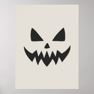 Gruseliger Kürbiskopf Retro-Halloween-Kunstprint Poster
