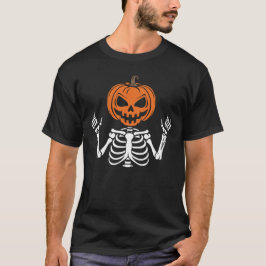 Gruseliger Kürbiskopf-Skelett-Halloween T-Shirt