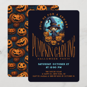 Gruseliger Kürbisschnitz Halloween-Party  Einladung