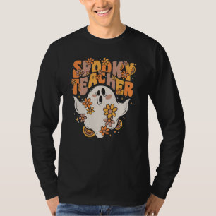 Gruseliger Lehrer Groovy Geist Mit Vintage Blumen T-Shirt