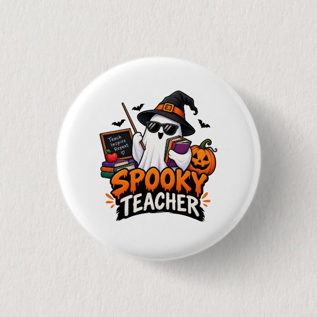 Gruseliger Lehrer Halloween  Button (Vorderseite)