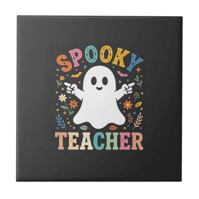 Gruseliger Lehrer Süßer Geist Halloween-Design_1 Fliese (Vorderseite)