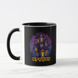 Gruseliger lila Herrenhaus Spukhaus Tasse