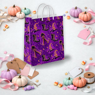 Gruseliger lila Hexenhut Halloween Kleine Geschenktüte