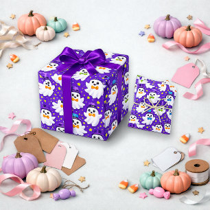 Gruseliger lila Wasserfarb-Geist Geschenkpapier Set