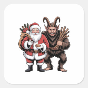 Gruseliger lustiger Horror-Weihnachtsmann Krampus Quadratischer Aufkleber