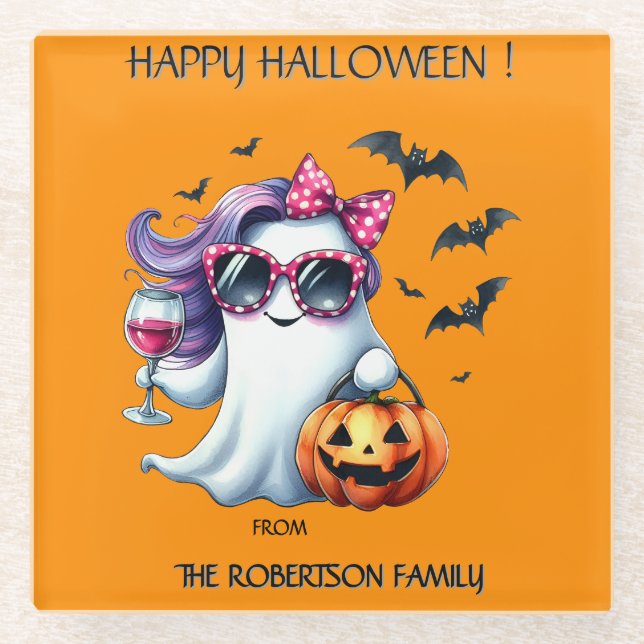 Gruseliger Mädchen-Geist Halloween  Glasuntersetzer (Vorderseite)