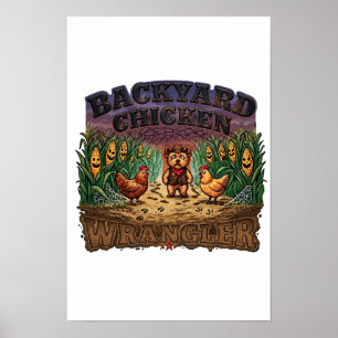Gruseliger Mais-Labyrinth Yorkie & Hühner Hallowee Poster